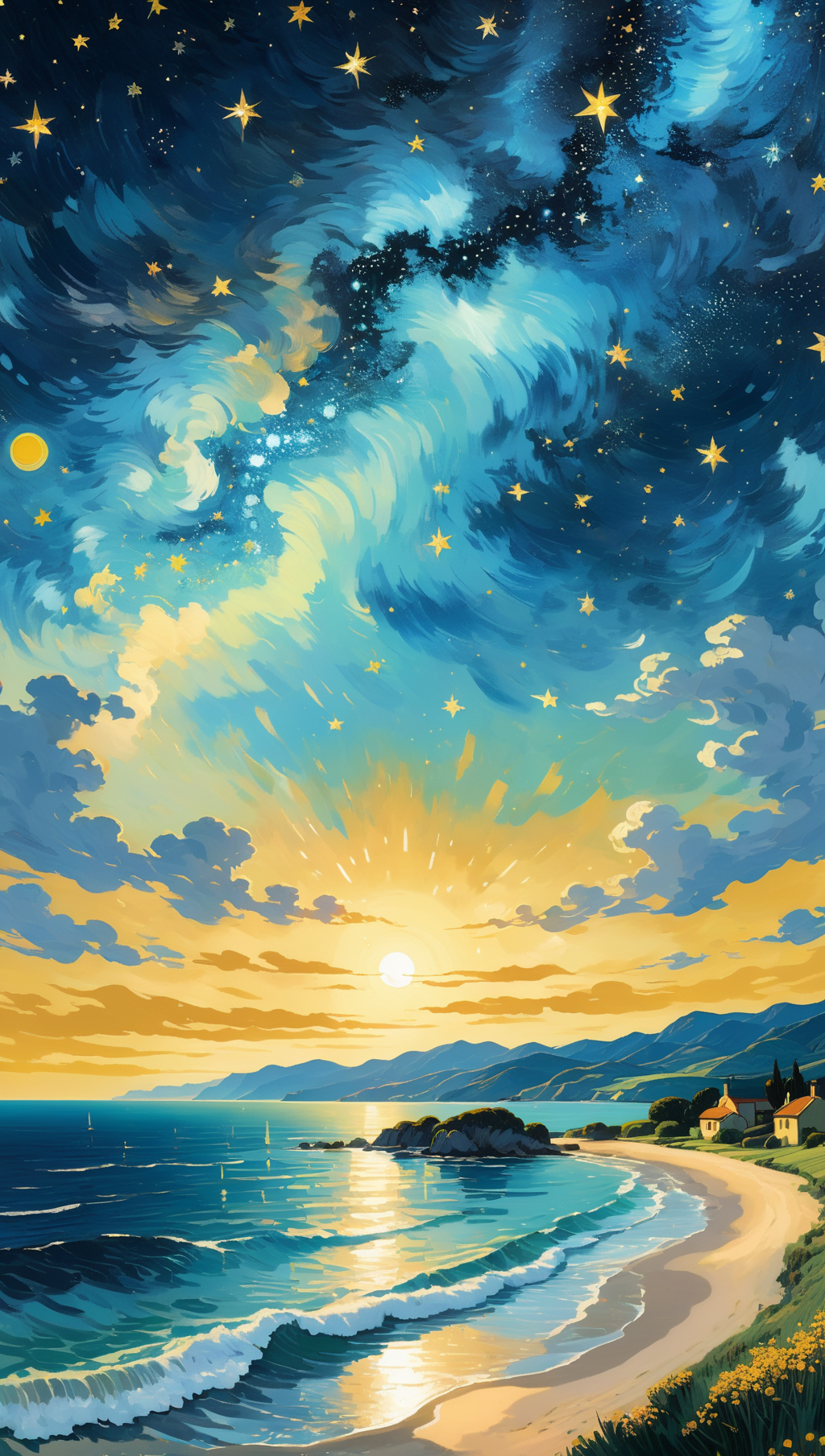 02112-1223979255-An image of a starry day sky above a peaceful countryside, showcasing the calming influence of nature and the vastness of the un.png